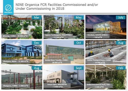 NINE Organica FCR Facilities Commissioned and/or Under Commissioning in 2018 (PRNewsfoto/Organica Water)