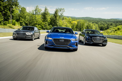 The Genesis product portfolio continues to grow with the new G70 luxury sport sedan (center) joining the G80 (left) and G90 (right) in August.