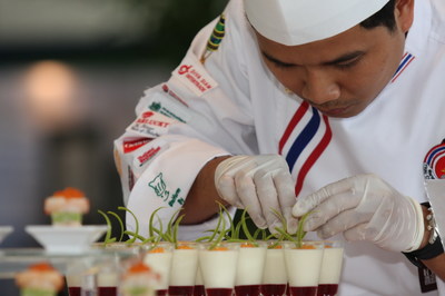 Cooking and decorating display at Food & Hotel Thailand