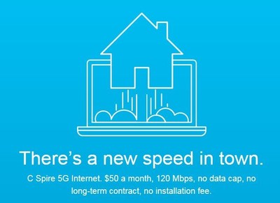C Spire is offering consumers and businesses in some Mississippi markets 5G internet access that features download speeds up to 120 Mbps and upload speeds of 50 Mbps for $50 a month with no extra fees, no contract and no data limits.