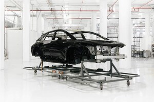 First Complete FF 91 Body-In-White (BiW) For Assembly Starts Build Path At Faraday Future Hanford Facility