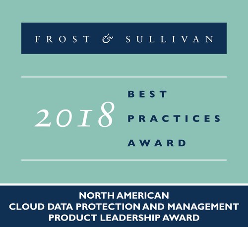 Frost & Sullivan recognizes Druva with the 2018 North American Product Leadership Award for its agile, high-performance, and cloud native data management-as-a-service (DMaaS) platform. (PRNewsfoto/Frost & Sullivan)