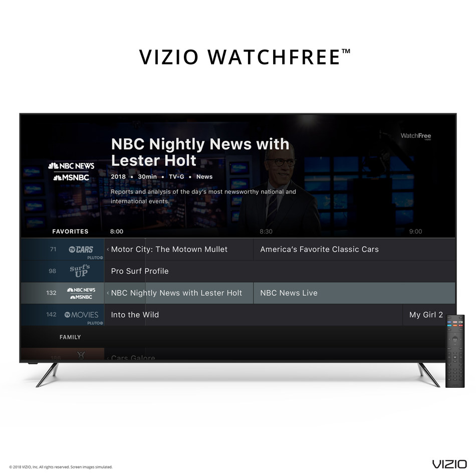 VIZIO 2018 SmartCast OS Expands to Offer Free and Unlimited TV via All