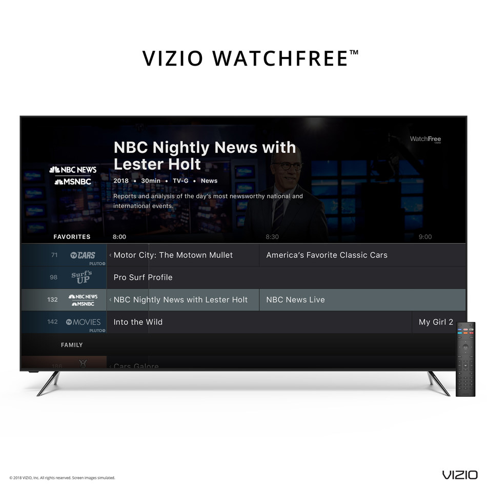VIZIO's SmartCast OS expands to offer free and unlimited TV via all-new WatchFree service. VIZIO's latest cloud-based update adds more than 100 free channels to VIZIO SmartCast TVs.