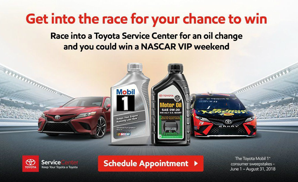 Vacaville Drivers Can Win a NASCAR VIP Weekend by Receiving Toyota Oil