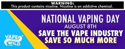 VapeWild is participating in National Vaping Day on August 8 to bring awareness to and advocate for the vaping industry. Learn more at https://www.vapewild.com/blog/national-vaping-day-august-8th/