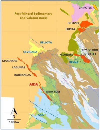 Figure 2 - Mercedes Regional Geology and target areas (CNW Group/Premier Gold Mines Limited)