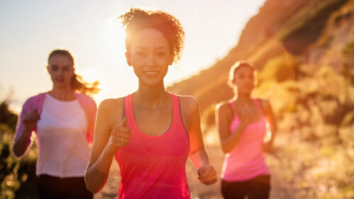 Healthy female exercising