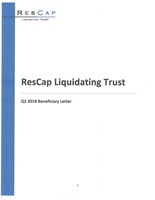 ResCap Liquidating Trust Announces Posting of Q2 2018 Financial Statements