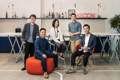 (From left to right) David Liu, Chief Product Officer; Bernie Xiong, Chief Technology Officer and Co-Founder; Anita Ngai, Chief Revenue Officer; Eric Gnock Fah, Chief Operating Officer and Co-Founder; Ethan Lin, Chief Executive Officer and Co-Founder (PRNewsfoto/Klook)