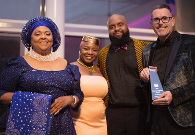 Gail Obaseki and Hugh Boyle (far left and far right, respectively) of TracyLocke, and Jewell Donaldson and Kevin Green (middle left and middle right, respectively) of MGP Alumni Board of Managers, with the 2018 Change Agency Award