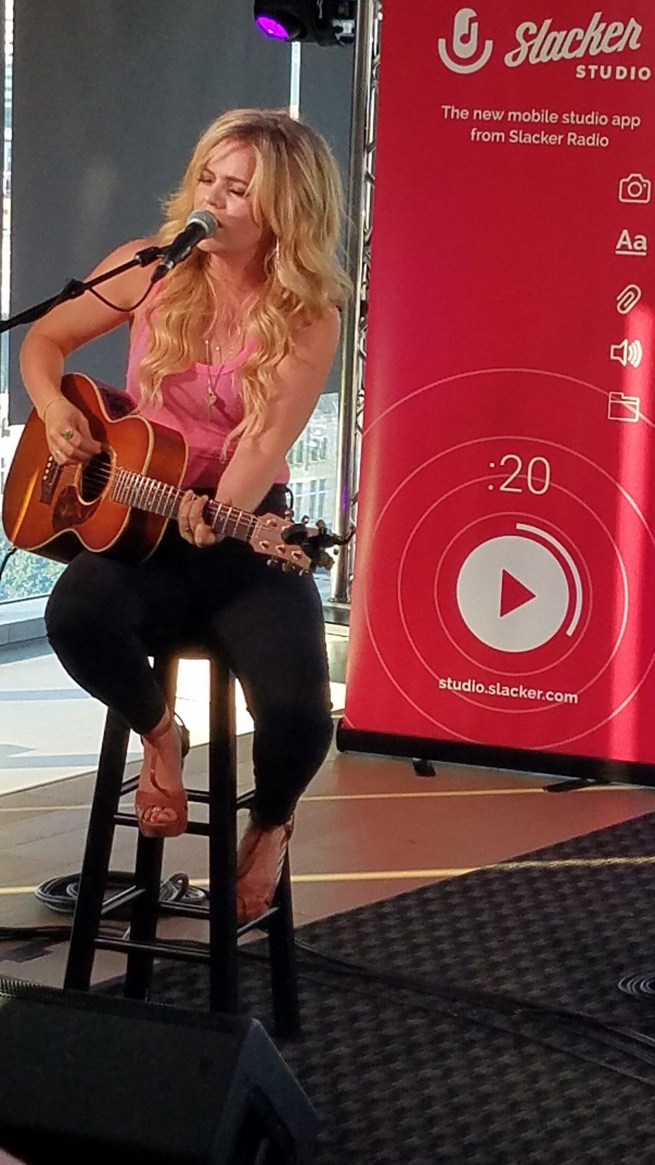Natalie Stovall performing at Slacker #WCE Country launch party at WME in Nashville on August 7, 2018.