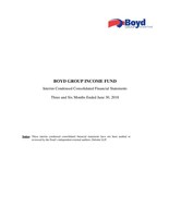 Boyd Group Income Fund Interim Condensed Consolidated Financial Statements (CNW Group/Boyd Group Income Fund)