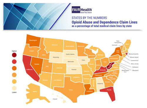 Opioid Abuse an Dependence: State-by-State (PRNewsfoto/FAIR Health)