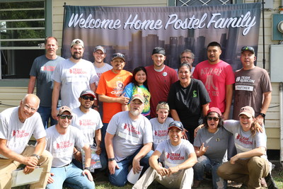 Team Rubicon, Carhartt and Alex Bregman of the Astros welcome the Postel family back to their Houston home which was severely damaged during Hurricane Harvey in 2017.