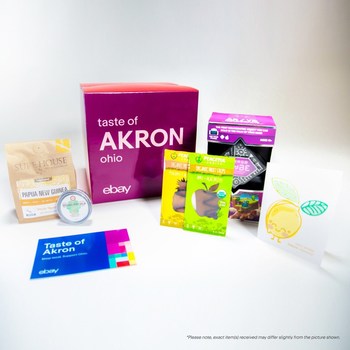 Shoppers everywhere can get a ‘Taste of Akron’ with the purchase of limited edition boxes featuring a collection of items at eBay.com/Akron. One hundred percent of the proceeds benefit The Well CDC – an Akron community development organization.