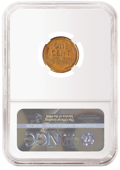 Reverse of the 1943 Bronze Cent, graded NGC AU 53 BN, and pedigreed as the Don Lutes, Jr. Discovery Specimen