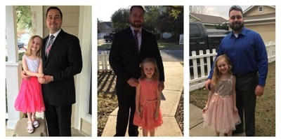 Marine Corps veteran Joseph LaBonte and his daughter, Lilliana getting ready for their first Wounded Warrior Project father-daughter dance (they have attended for three years now).