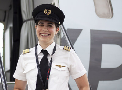 Air Georgian CRJ First Officer Samantha Mincone played hockey growing up, and later found her passion for flying following an Air Georgian initiative educating female hockey players about the similarities between playing hockey and life as a pilot. (CNW Group/Air Georgian Limited)