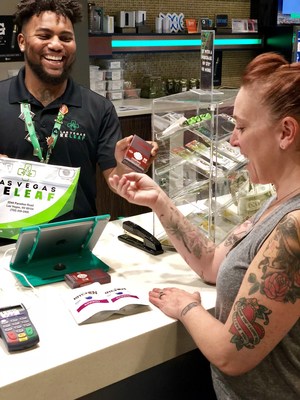 Chef Mindy Segal makes the first purchase in Nevada of her Mindy's Edibles products.