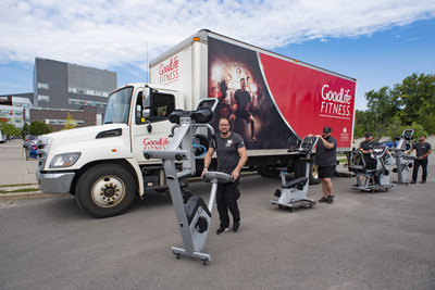 GoodLife Fitness Club Services Associates deliver fitness equipment to Toronto Rehab’s Rumsey Centre this week. GoodLife donated 40 pieces of new fitness equipment to the Rumsey Centre and Toronto Western Hospital as part of their ongoing support of the Peter Munk Cardiac Centre’s Cardiac Prevention and Rehabilitation Program at UHN, which helps more than 2,500 patients connect with physical activity as part of their continuum of care. (CNW Group/GoodLife Fitness)