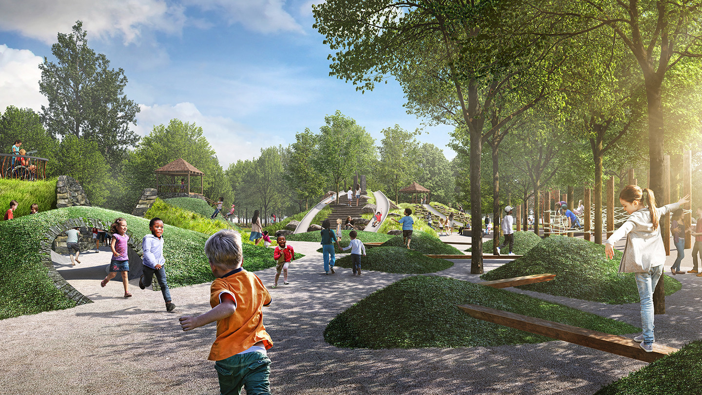 Rendering of the SYNNEX Share the Magic Playground in Greenville, SC's Unity Park