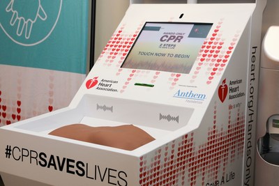 An American Heart Association Hands-Only CPR  training kiosk supported by Anthem Foundation resides at Concourse A near Gates A6 and A7 at Cincinnati-Northern Kentucky International Airport.