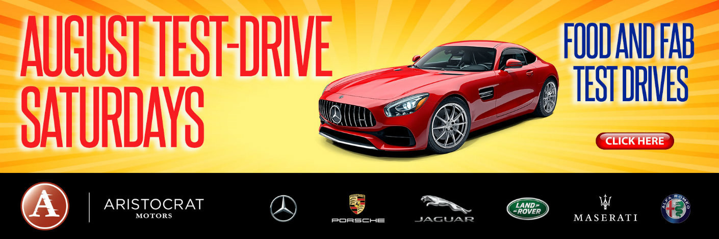 Enjoy food and fabulous luxury vehicles in August with Test Drive Saturdays at Aristocrat Motors.