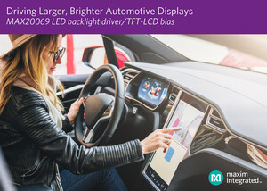 Maxim's LED Backlight Driver with Integrated LCD Bias Delivers Smallest Footprint for Larger Automotive Displays