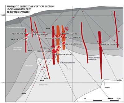 Mosquito Creek Zone Vertical Section (CNW Group/Barkerville Gold Mines Ltd.)