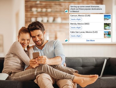 WestJet's chatbot on Facebook Messenger enables guests to discover destinations, book trips and receive instant support (CNW Group/WESTJET, an Alberta Partnership)