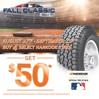 Hankook Tire Fall Classic Rebate Offers Discounts on Wide Array of Popular Tires