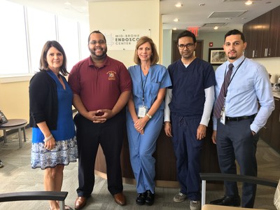 NY State Assemblymember Victor Pichardo visits MBEC (L-R): Annie Sariego, SVP, Operations Physicians Endoscopy; Assem. Victor M. Pichardo; Colleen Costello, RN, CGRN, Dr. Jasbir Makker, and Angelo Wong, Mid-Bronx Endoscopy Center