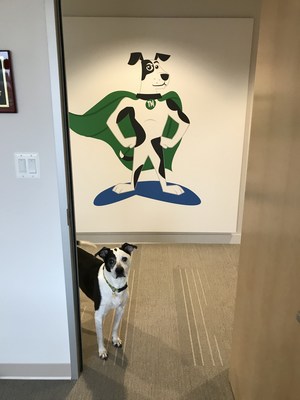 The real life Turfmutt in front of his cartoon super-hero portrait. Learn more about TurfMutt at www.TurfMutt.com.