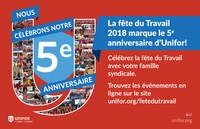 Avis aux médias : Célébration des 5 ans d'Unifor le jour de la fête du Travail