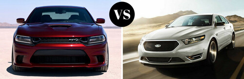 The Dodge Charger is compared to the Ford Taurus.