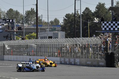 The Honda’s of Takuma Sato (#30) and Ryan Hunter-Reay (#28) finished first and second today at the Grand Prix of Portland.  Sebastian Bourdais completed the 1-2-3 sweep for Honda.
