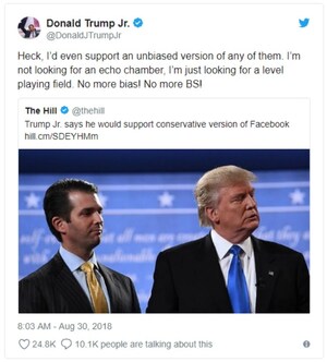 Social Network CEO Responds Directly To Donald Trump Jr.'s Request For Unbiased Social Network.