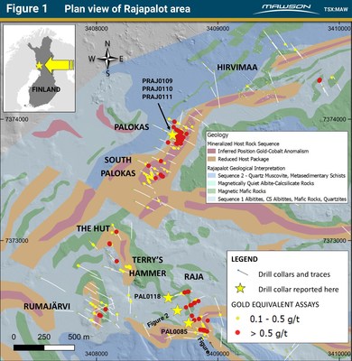 Figure 1 Plan view of Rajapalot area (CNW Group/Mawson Resources Ltd.)