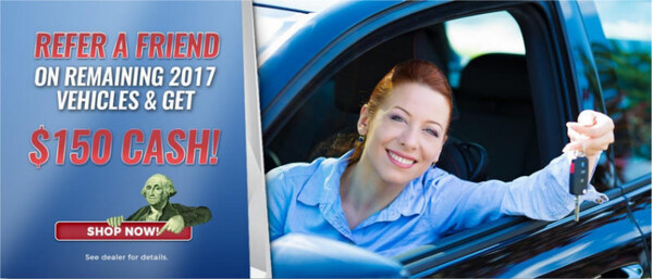 Customers in Collins, Miss can receive $150 in cash when they refer a friend who purchases any 2017 vehicle at Sullivan Motors