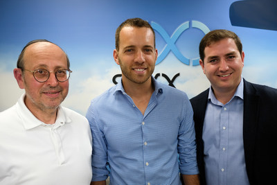 SkyX, the Canadian leader in long-range unmanned aerial monitoring and data collection,  today announced that the company has closed $9.5 million USD in Series B funding from The Almond Tree/SkyX Limited Partnership. L-R: Mark Mandelbaum, President and CEO, Almond Tree Enterprise Inc., Didi Horn, Founder/CEO, SkyX and Noam Edell, President, Clanton Capital Inc. (CNW Group/SkyX)