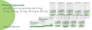 Teva Canada annonce le lancement d'une version générique de (Pr)Abilify(MD) : les comprimés(Pr)Teva-Aripiprazole pour le traitement de la schizophrénie