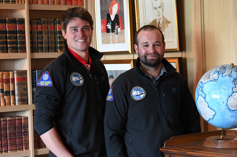 Michael Moloney and Matthew Ayres at the Royal Canadian Geographical Society's headquarters at 50 Sussex Ave. in Ottawa after the discovery. (CNW Group/Royal Canadian Geographical Society)