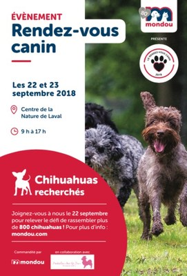 Rendez-vous canin Mondou 2018 les 22-23 septembre (Groupe CNW/Mondou)