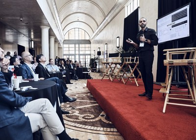 3TEN8 Founder and CEO Miro Salem, speaking to a crowd of mobile network executives earlier this week, at GSMA's Mobile World Congress Americas.