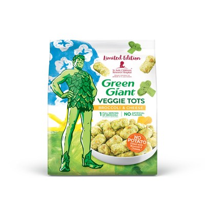 Green Giant Veggie Tots benefiting St. Jude Children's Research Hospital. Artwork by Addy, age 4, and Bailey, age 13, is featured on the new packaging that will be available in grocery stores nationwide this fall.