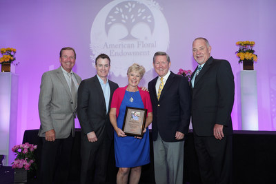 2018 Recipient of Teleflora's Tom Butler "Floral Retailer of the Year" Award (Pictured left to right. Darrel Housden, Jeff Bennett, Award Recipient Shirley Lyons, Jack Howard, and Rick Davis.) Photo Source: American Floral Endowment