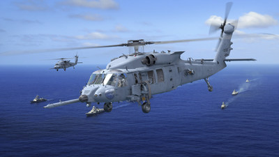 总装的西科斯基公司HH-60W战斗救援直升机武器系统和操作飞行培训正在进行中。飞行模拟器将完整的机组人员训练,让飞行员和特殊使命飞行员训练一起在同一个设备而经历更复杂的和现实的训练场景。图片由洛克希德·马丁公司西科斯基公司。