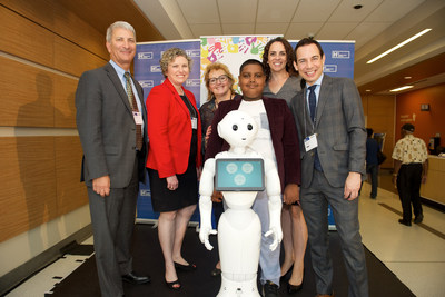Humber River Hospital Joins Kids Health Alliance -  Enhancing Access to Paediatric Care, Closer to Home
L-R Dr. Michael Apkon, President and CEO, SickKids, Julia Hanigsberg, President and CEO, Holland Bloorview Kids Rehabilitation Hospital, Barb Collins, President and CEO, Humber River Hospital, Pepper the Robot, Andrew Alguram, Patient, Humber River Hospital, Lauren Ettin, Executive Director, Kids Health Alliance, Alex Munter, President and CEO, Children's Hospital of Eastern Ontario (CHEO) (CNW Group/Humber River Hospital)