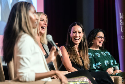 The 2018 Women's Leadership Conference in Los Angeles closed with a panel on the connection between self-care and effective leadership, featuring (left to right) moderator Joy Donnell, CEO of Parajin Media and editor-in-chief of Vanichi Magazine; Amy Denoon, CEO of Beach House PR; Maggie Q, actor, model and activist; and Jess Weiner, CEO of Talk to Jess. This professional women's conference was presented by the Center for the Advancement of Women at Mount Saint Mary's University.